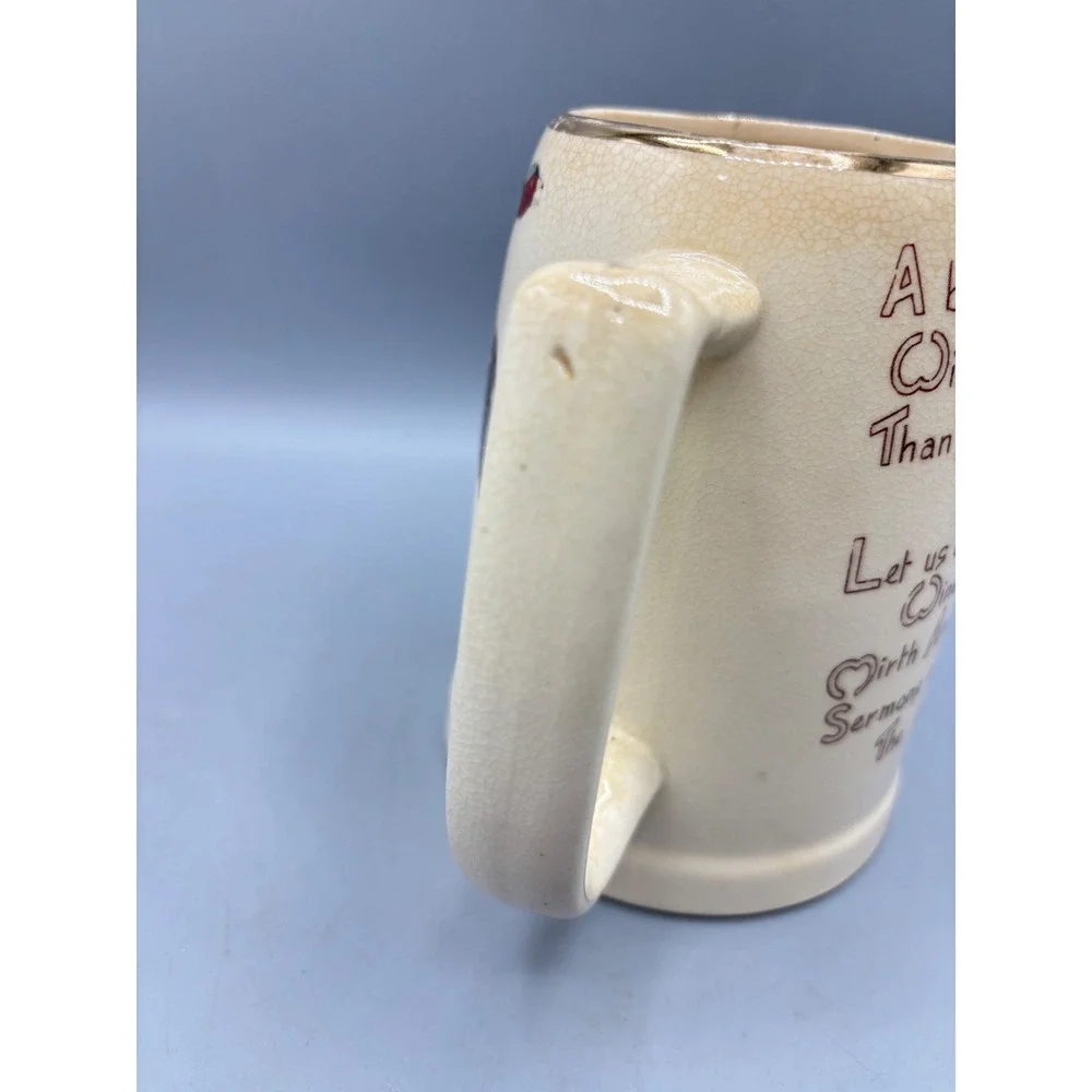 Vintage Pheasant Beer Stein Ceramic‎ Mug Hunting Bird Poem Gold Trim